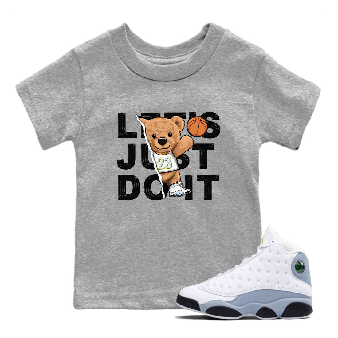 Rip Out Bear snkmatch Tees Kids - Air Jordan 13 Blue Grey