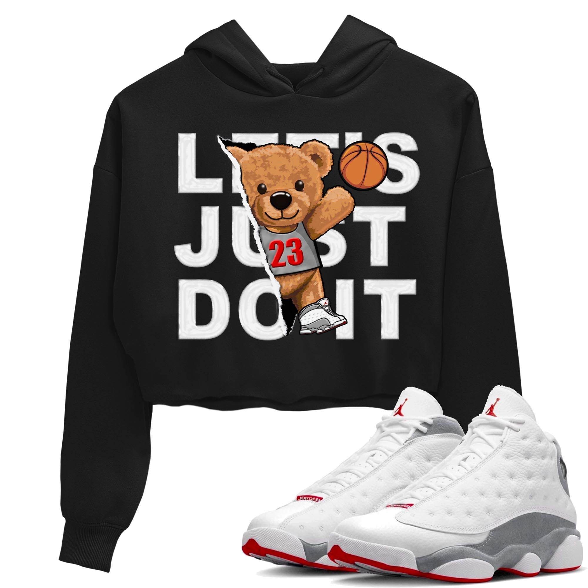 Rip Out Bear Women's Tops - Air Jordan 13 Wolf Grey
