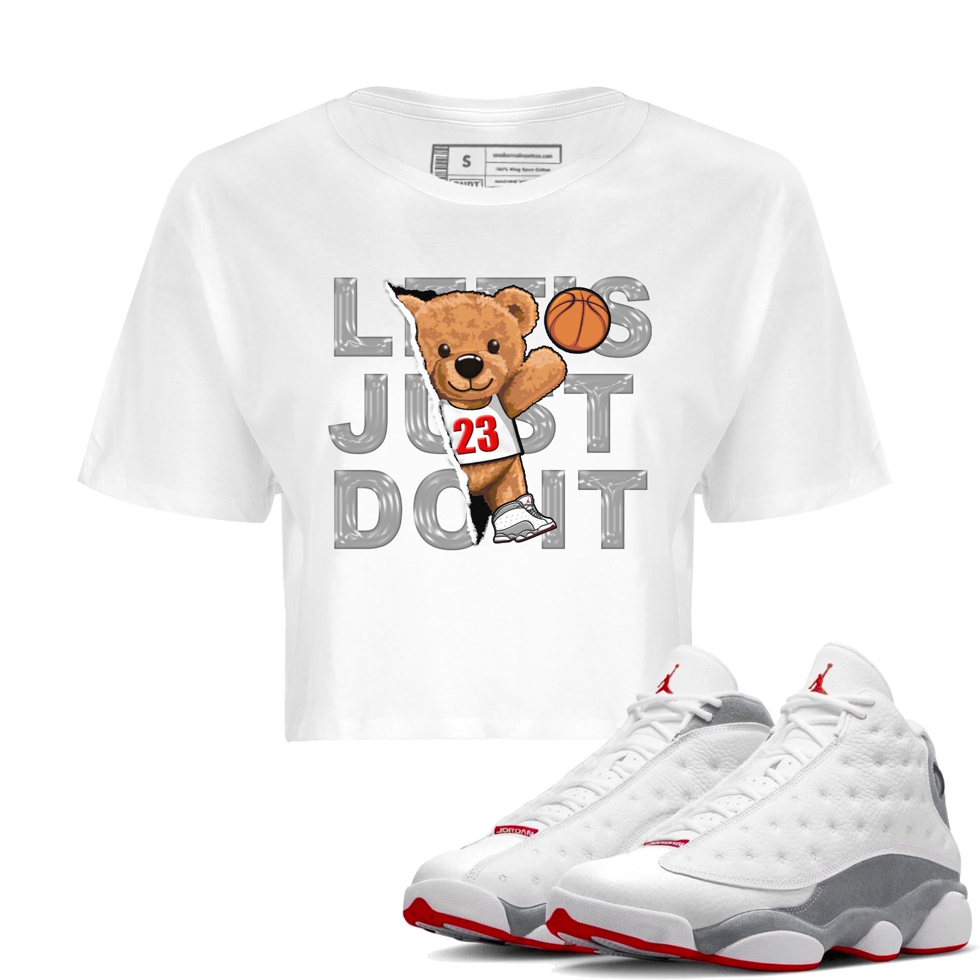 Rip Out Bear Women's Tops - Air Jordan 13 Wolf Grey