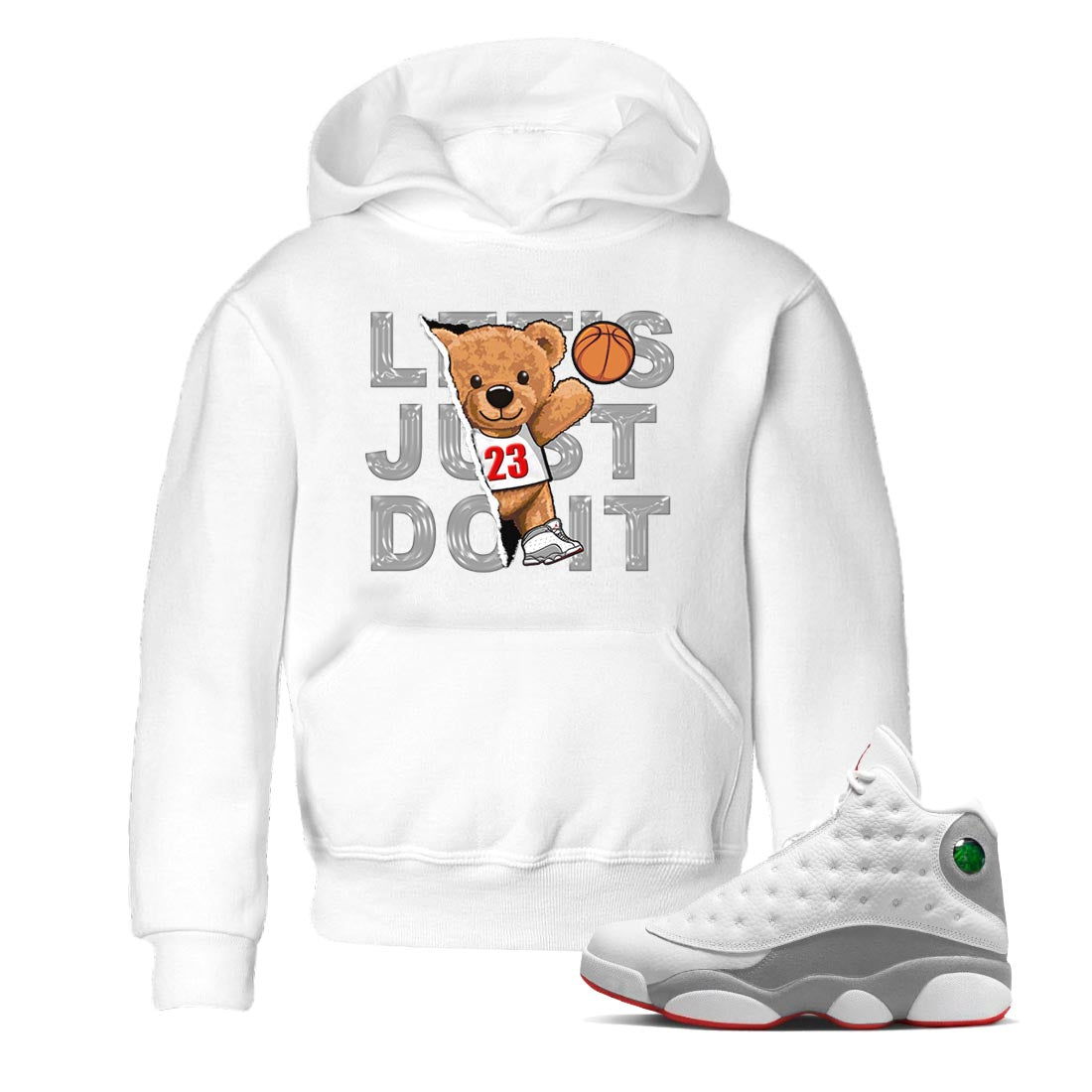 Rip Out Bear Kids Tops - Air Jordan 13 Wolf Grey