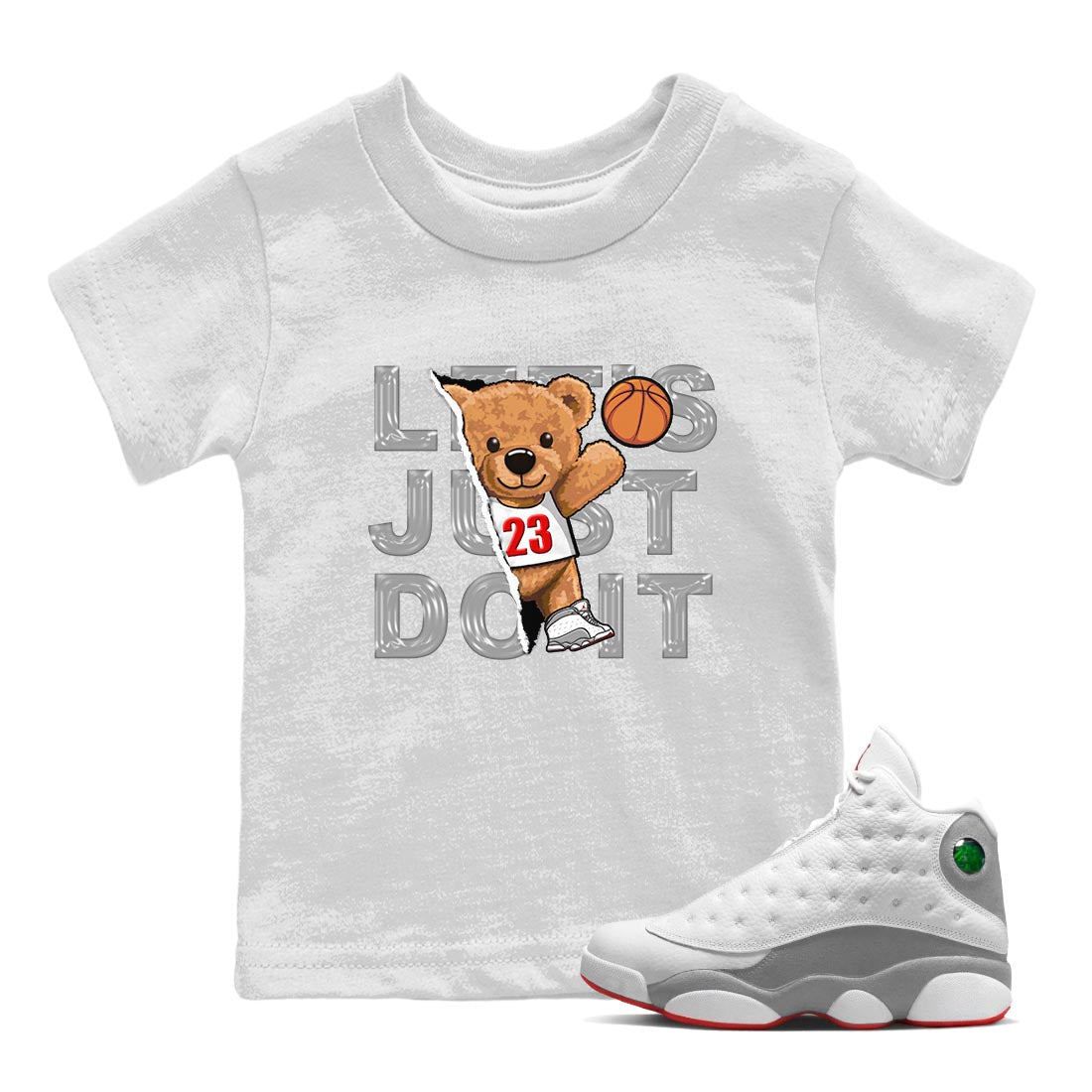Rip Out Bear Kids Tops - Air Jordan 13 Wolf Grey