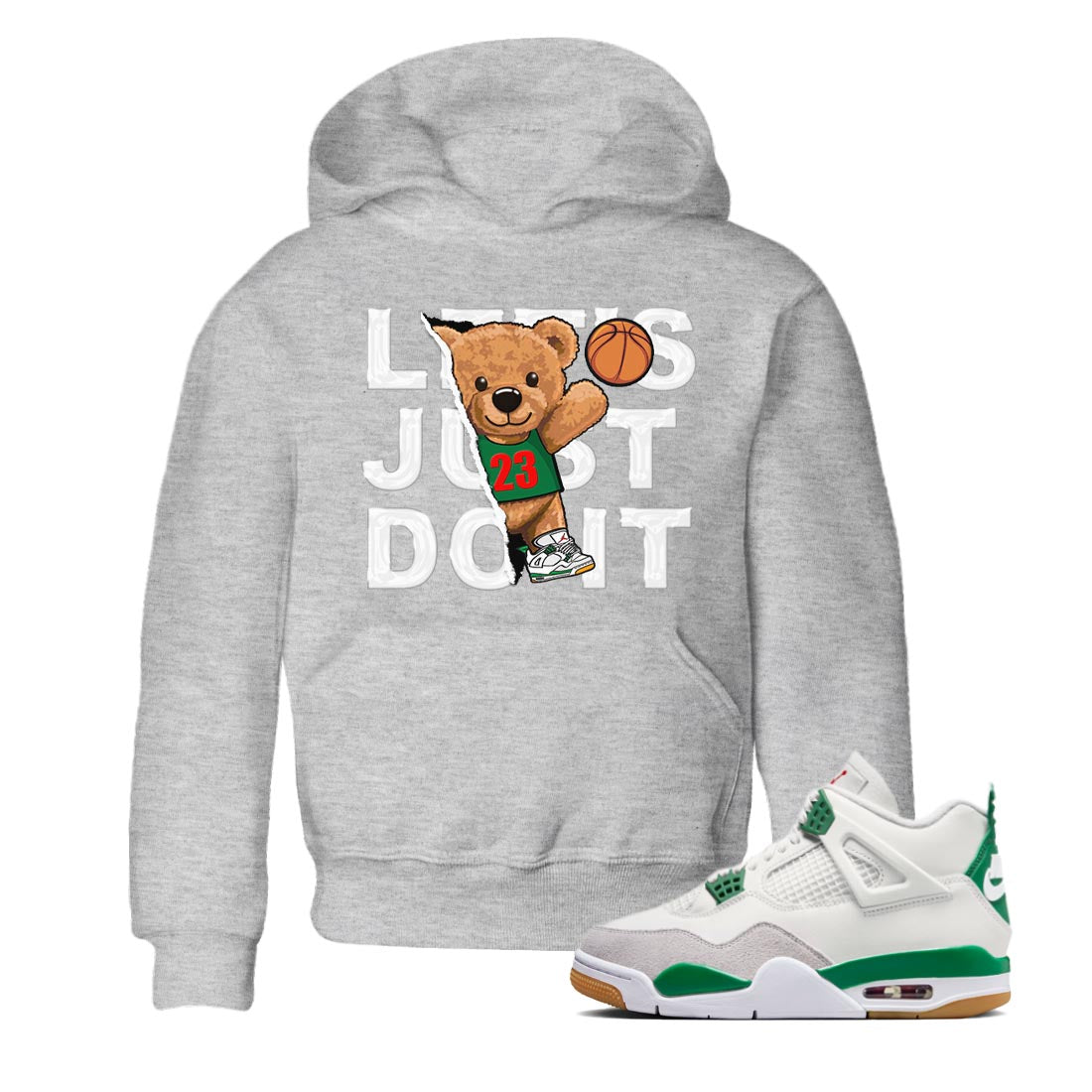 Rip Out Bear Kids Tops - Air Jordan 4 Pine Green SB