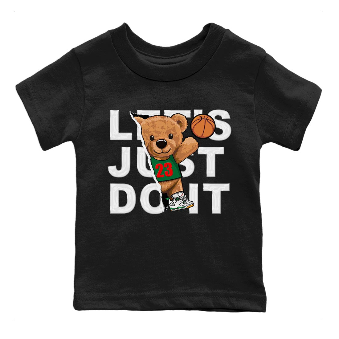 Rip Out Bear Kids Tops - Air Jordan 4 Pine Green SB