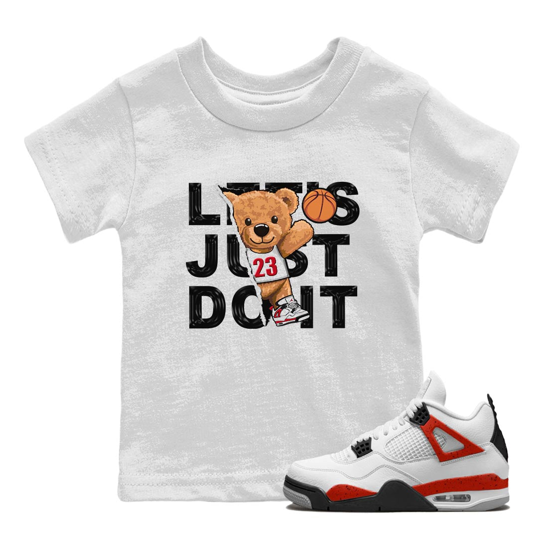 Rip Out Bear snkmatch Tee Kids - Air Jordan 4 Red Cement