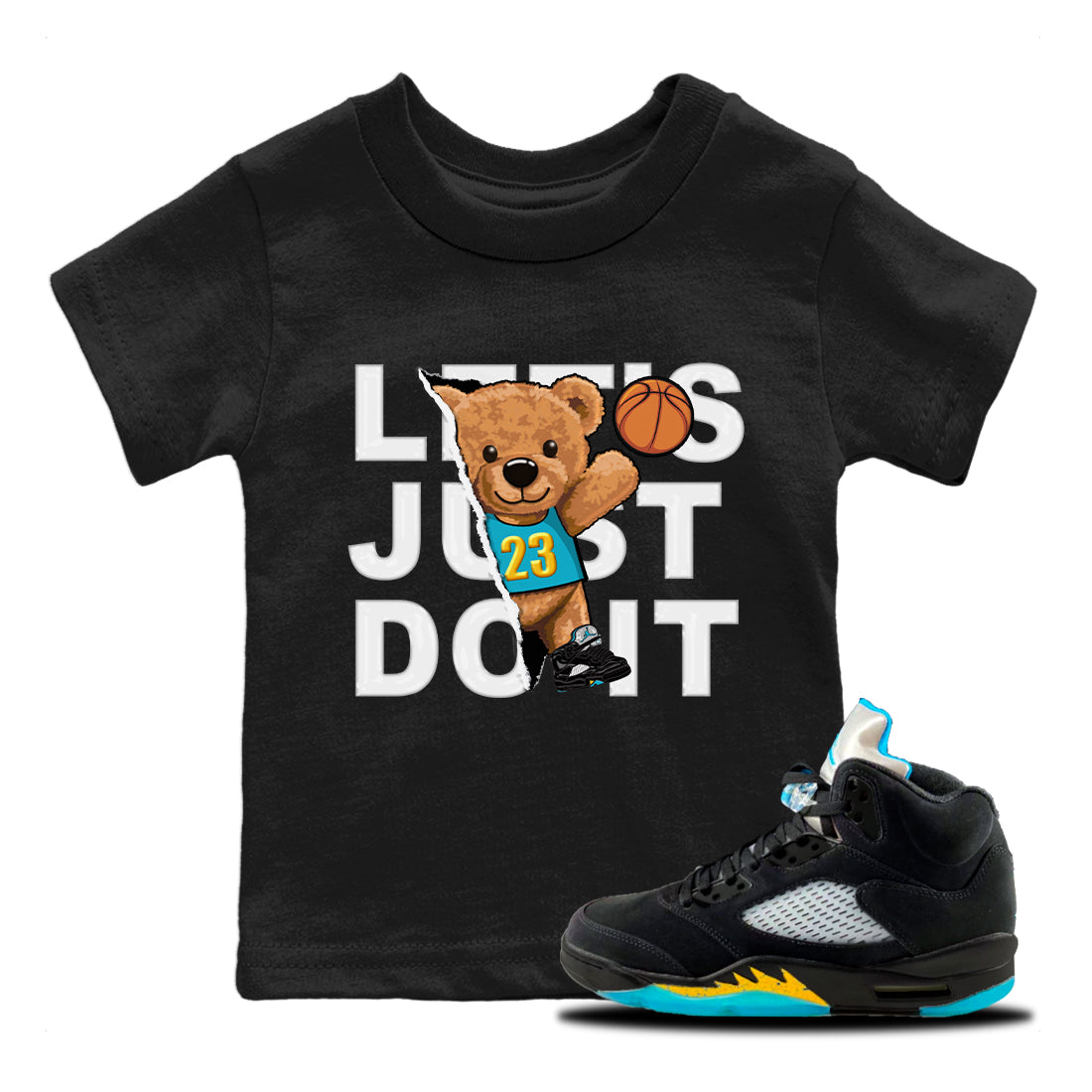 Rip Out Bear Kids Tops - Air Jordan 5 Aqua