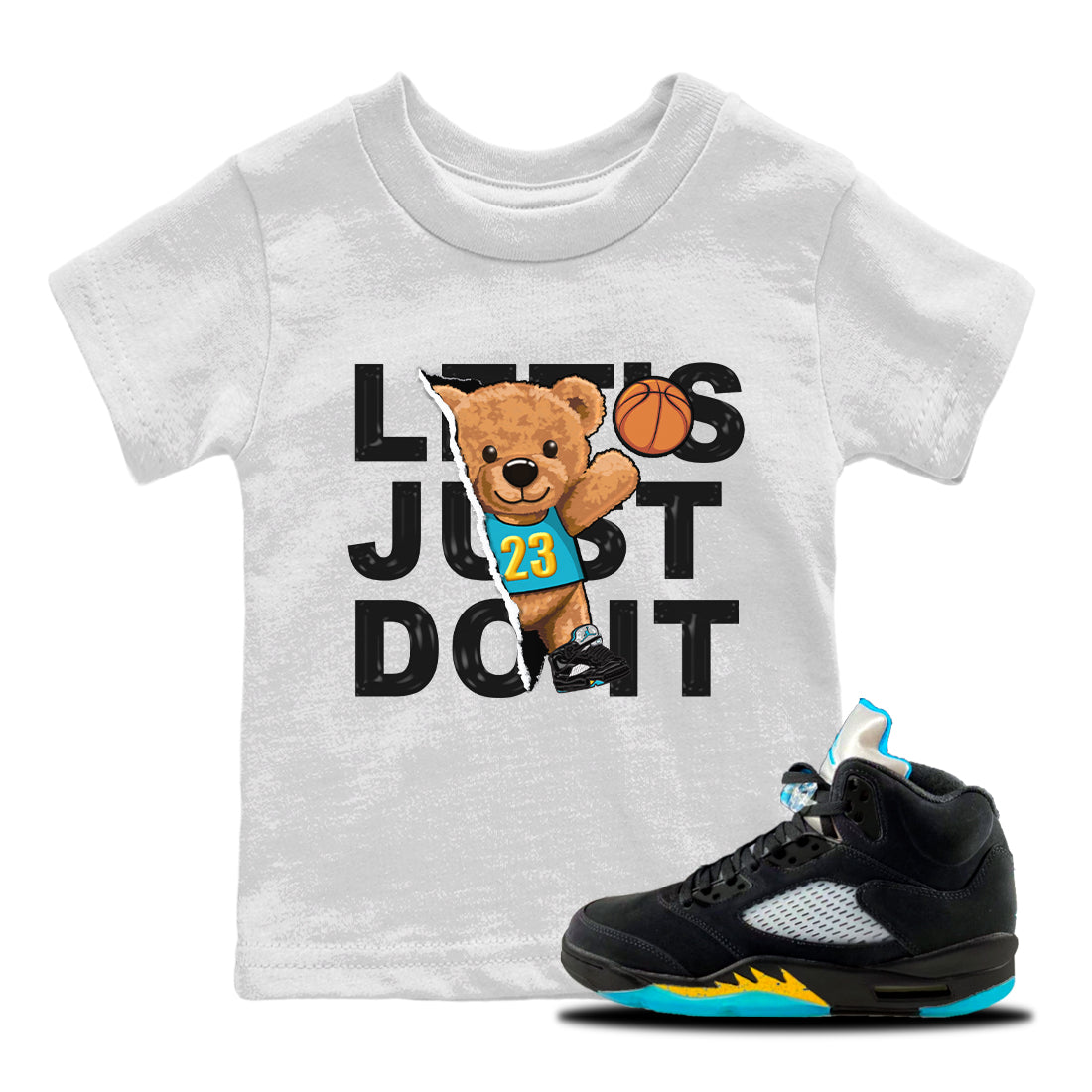 Rip Out Bear Kids Tops - Air Jordan 5 Aqua