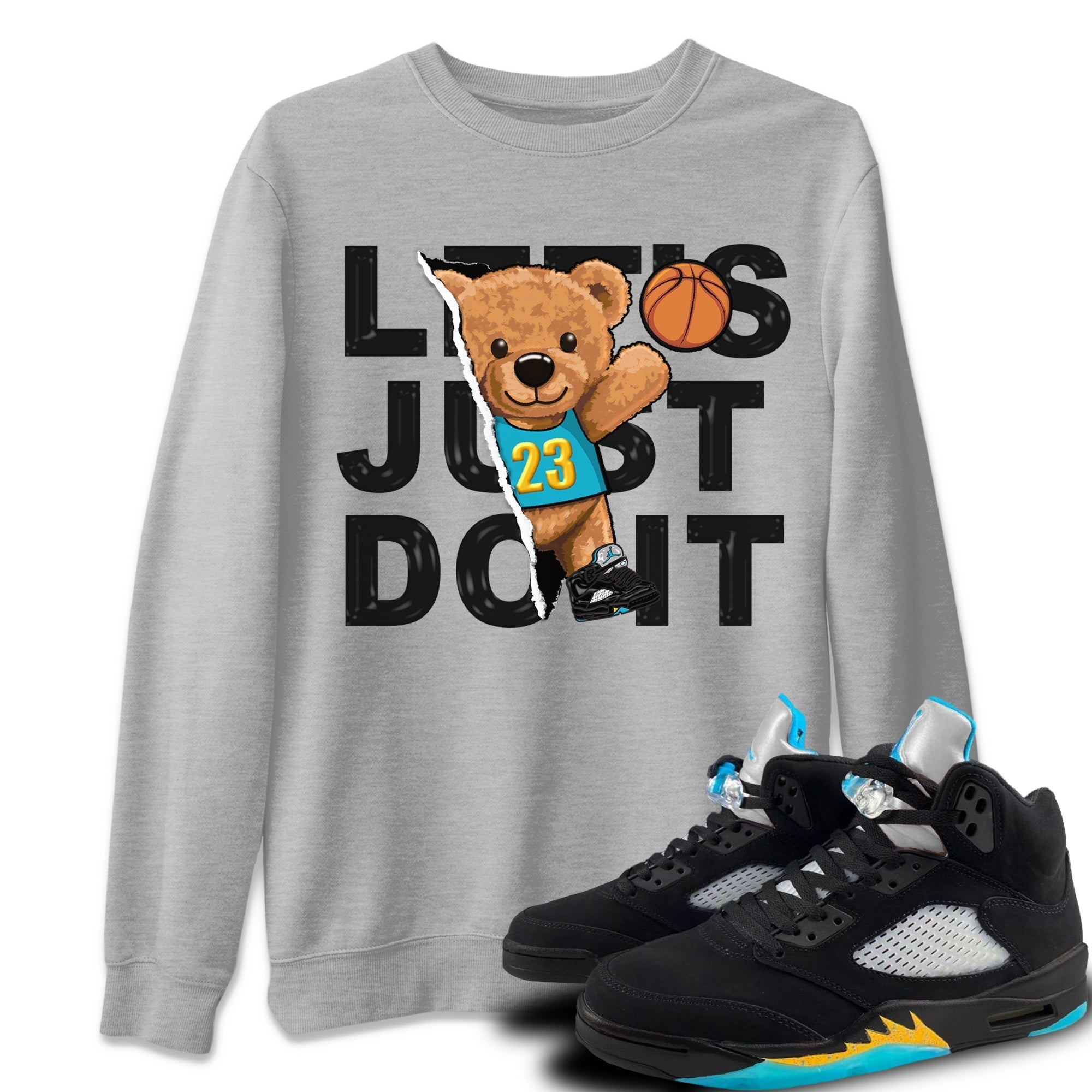 Rip Out Bear Unisex Tops - Air Jordan 5 Aqua