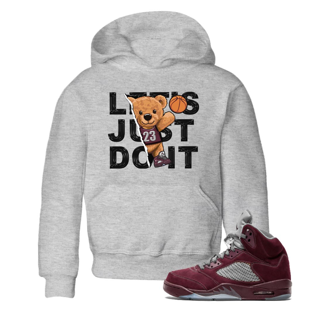 Rip Out Bear snkmatch Tee Kids - Air Jordan 5 Burgundy