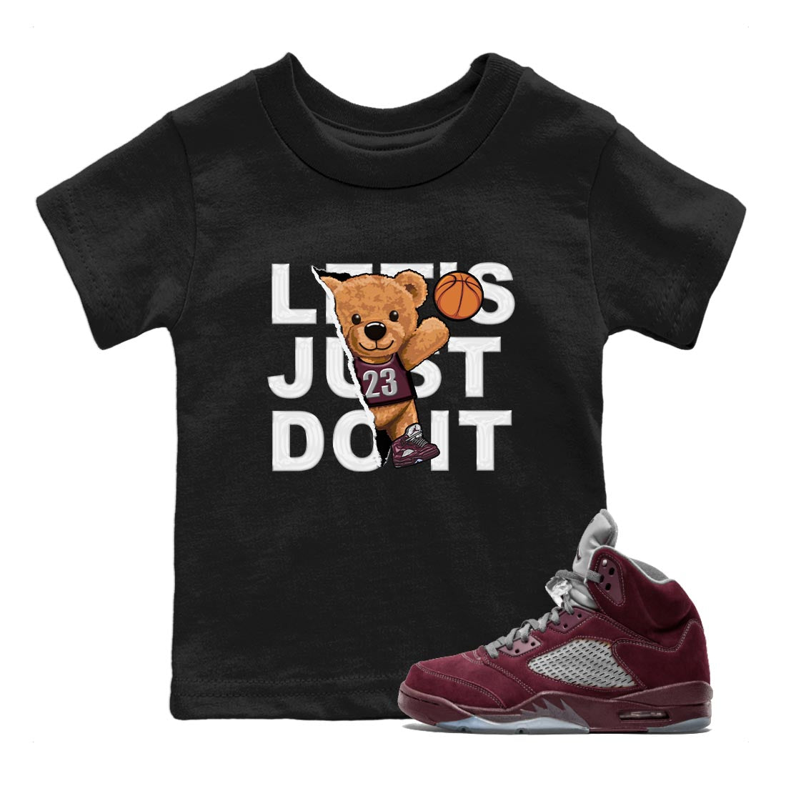 Rip Out Bear snkmatch Tee Kids - Air Jordan 5 Burgundy