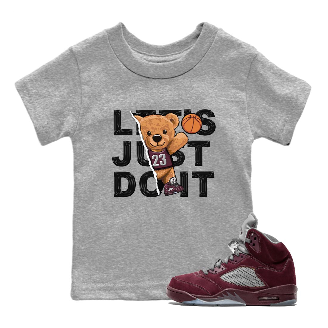 Rip Out Bear snkmatch Tee Kids - Air Jordan 5 Burgundy
