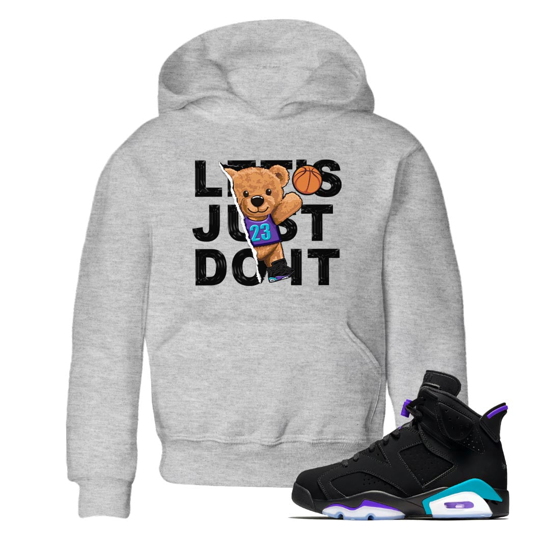 Rip Out Bear snkmatch Tee Kids - Air Jordan 6 Aqua