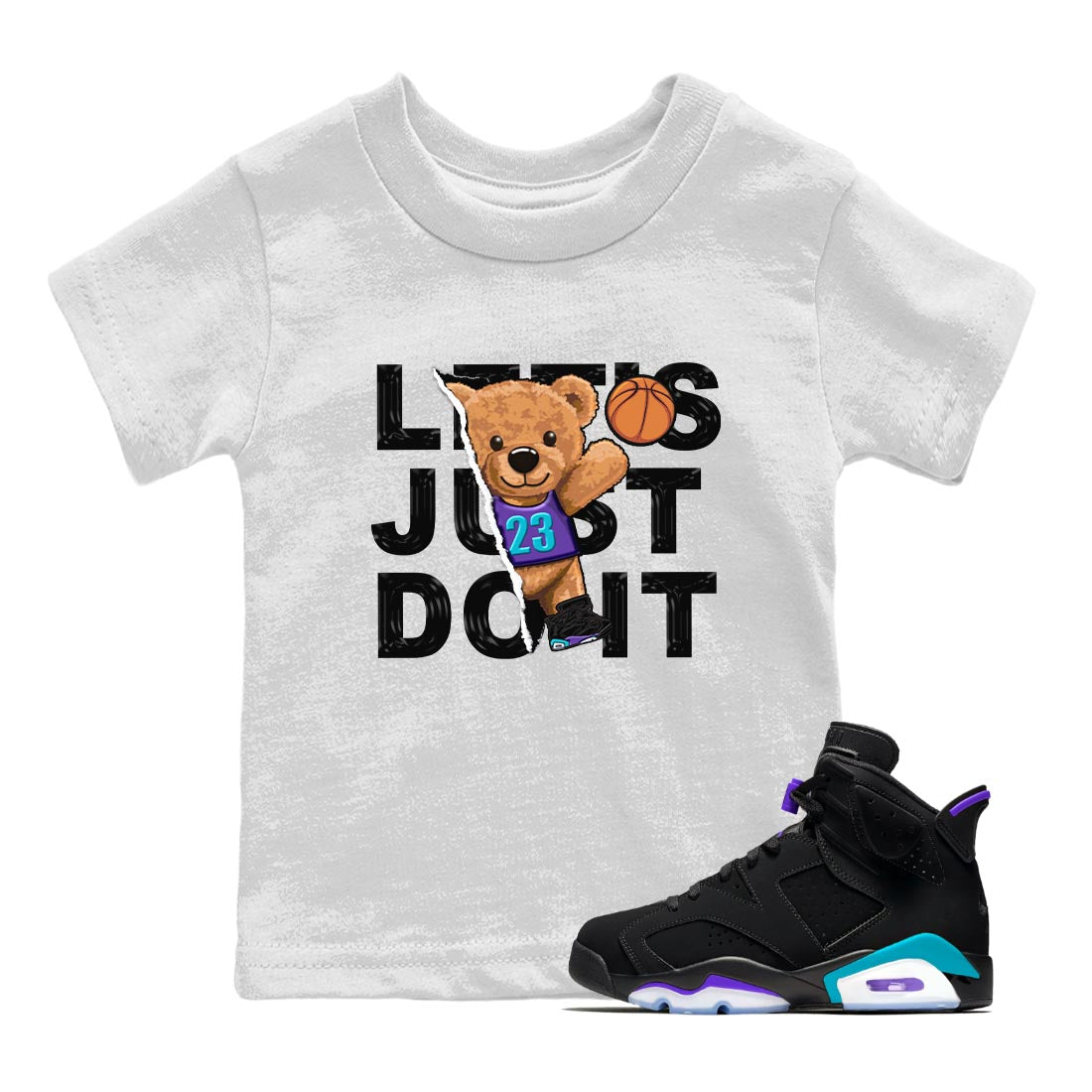 Rip Out Bear snkmatch Tee Kids - Air Jordan 6 Aqua