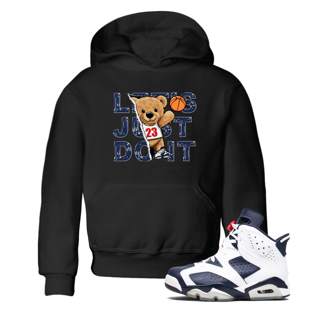Rip Out Bear snkmatch Tees Kids - Air Jordan 6 White And Midnight Navy