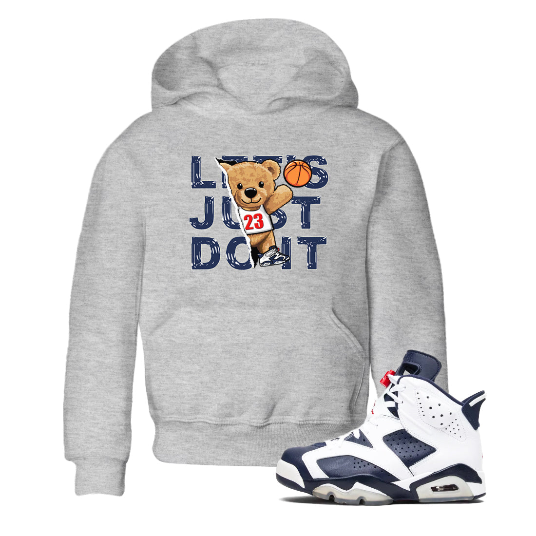 Rip Out Bear snkmatch Tees Kids - Air Jordan 6 White And Midnight Navy