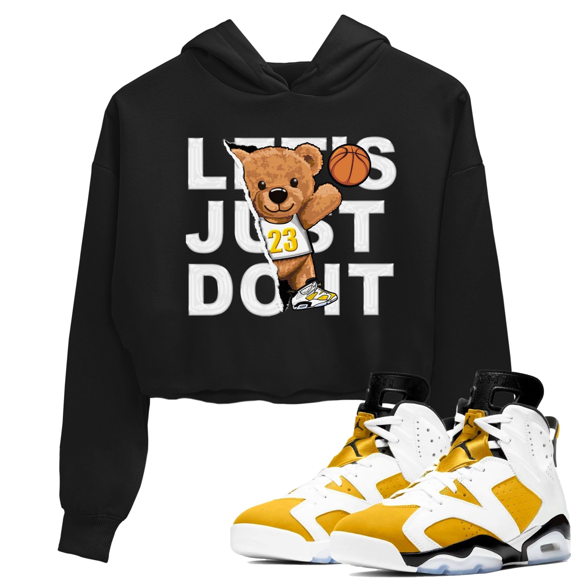 Rip Out Bear snkmatch Tees Crop Top - Air Jordan 6 Yellow Ochre