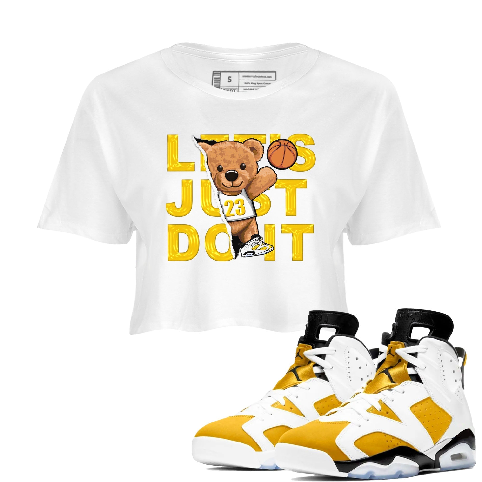 Rip Out Bear snkmatch Tees Crop Top - Air Jordan 6 Yellow Ochre