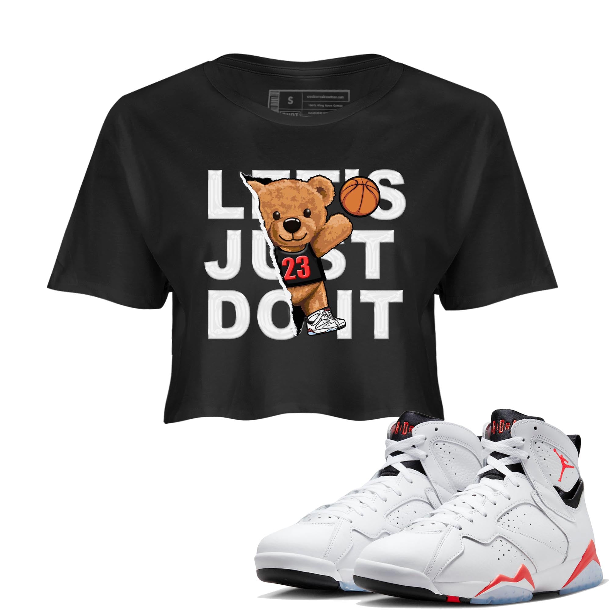 Rip Out Bear snkmatch Women's Top - Air Jordan 7 White Infrared