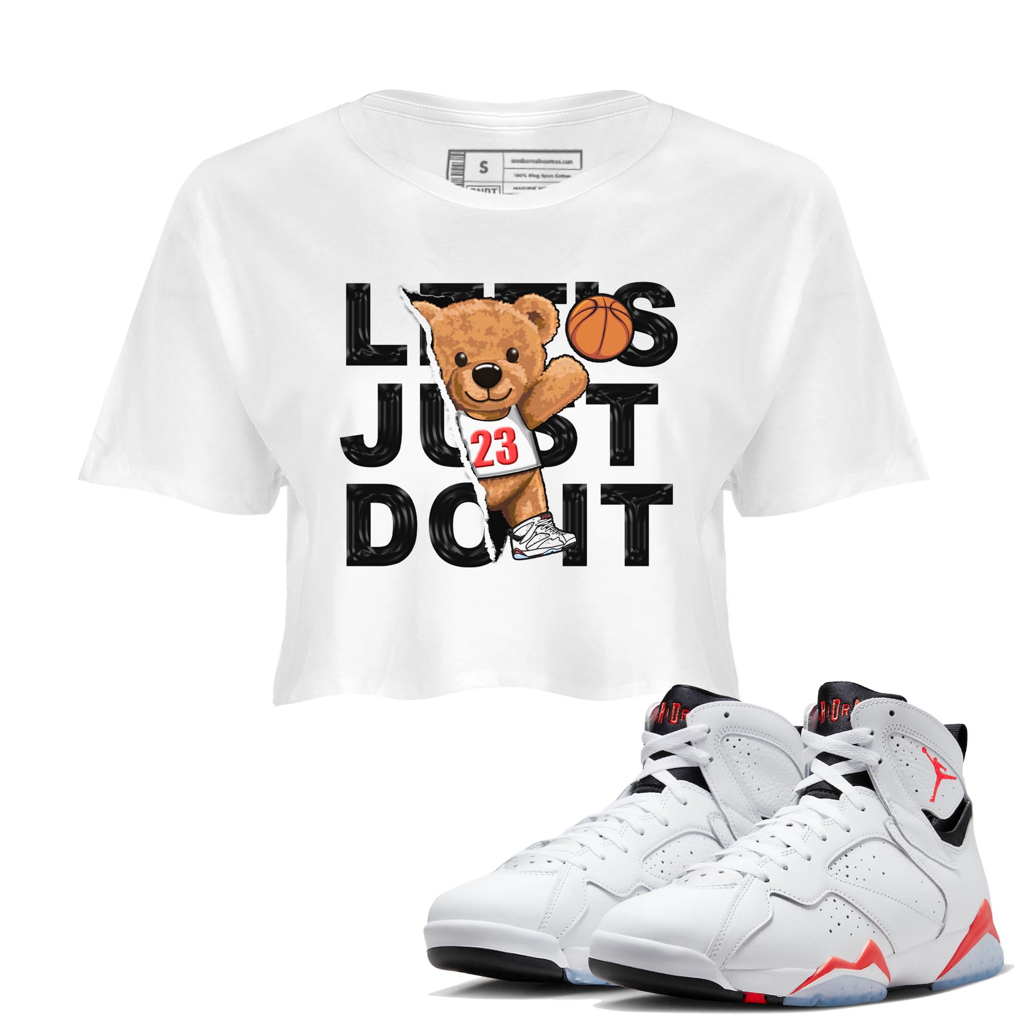 Rip Out Bear snkmatch Women's Top - Air Jordan 7 White Infrared