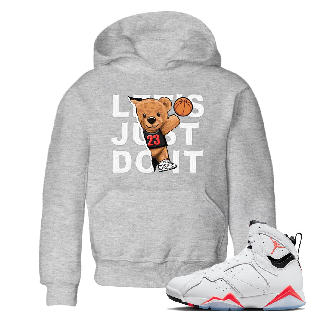 Rip Out Bear snkmatch Tee Kids - Air Jordan 7 White Infrared