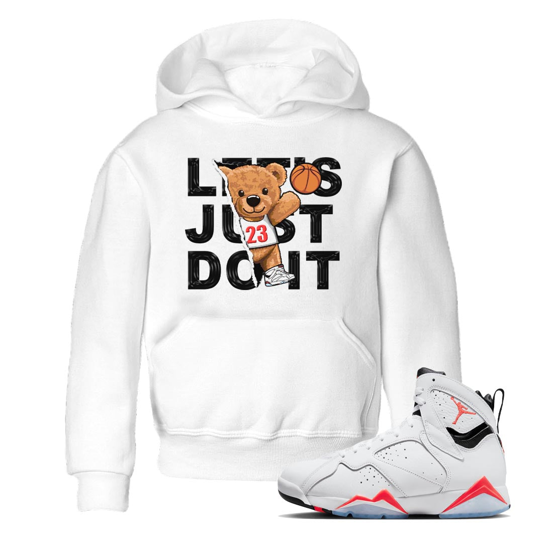 Rip Out Bear snkmatch Tee Kids - Air Jordan 7 White Infrared
