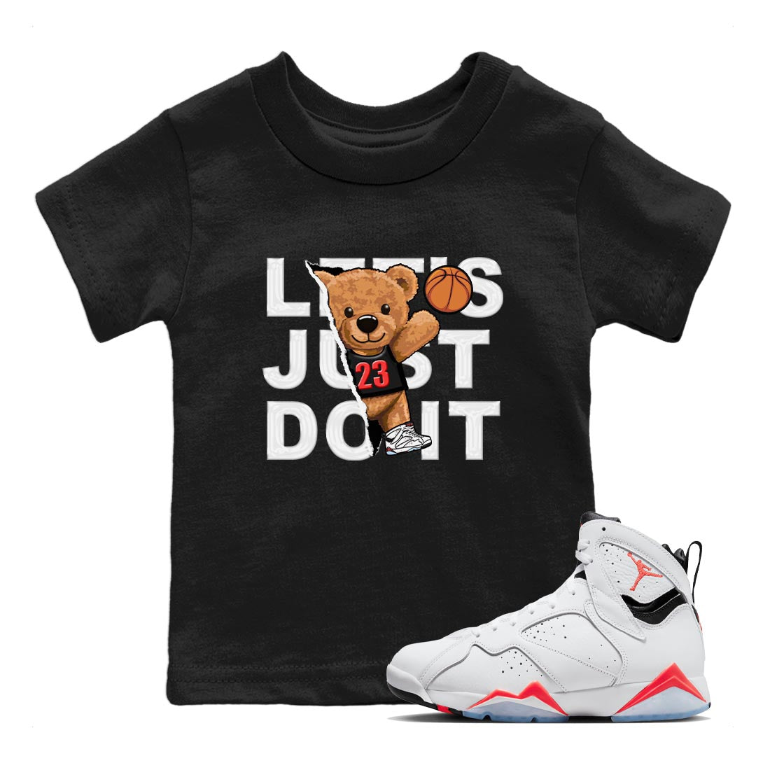 Rip Out Bear snkmatch Tee Kids - Air Jordan 7 White Infrared
