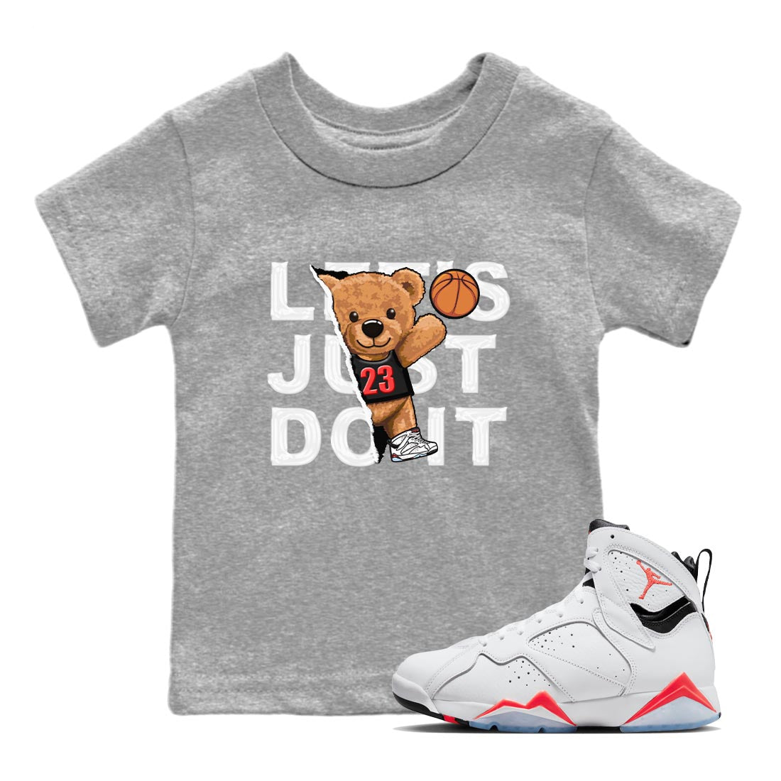 Rip Out Bear snkmatch Tee Kids - Air Jordan 7 White Infrared