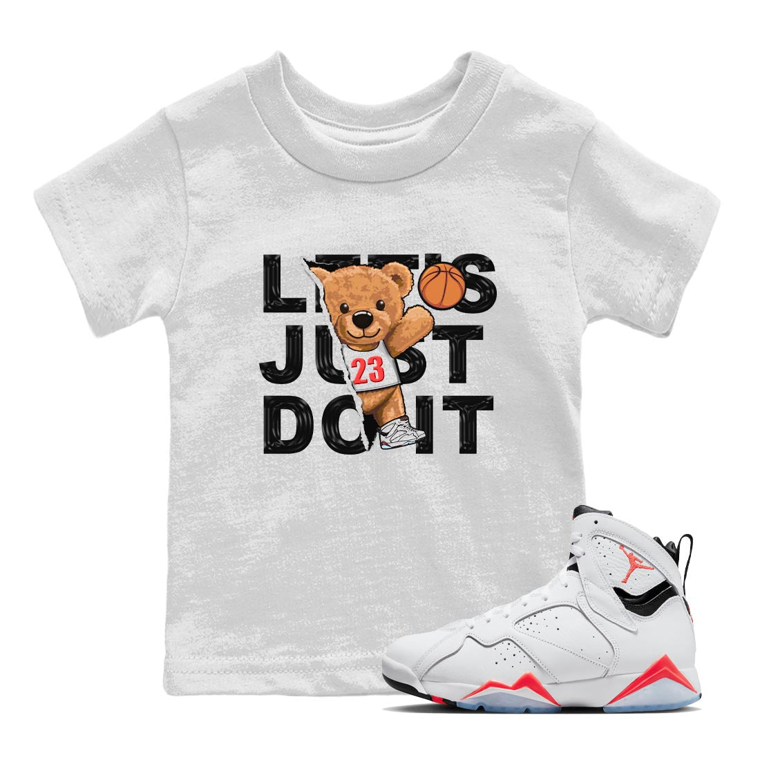 Rip Out Bear snkmatch Tee Kids - Air Jordan 7 White Infrared
