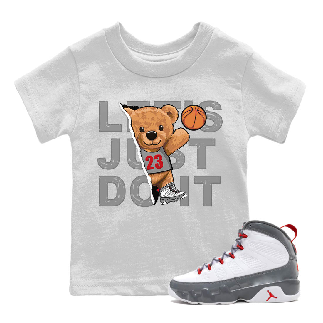 Rip Out Bear Kids Tops - Air Jordan 9 Fire Red
