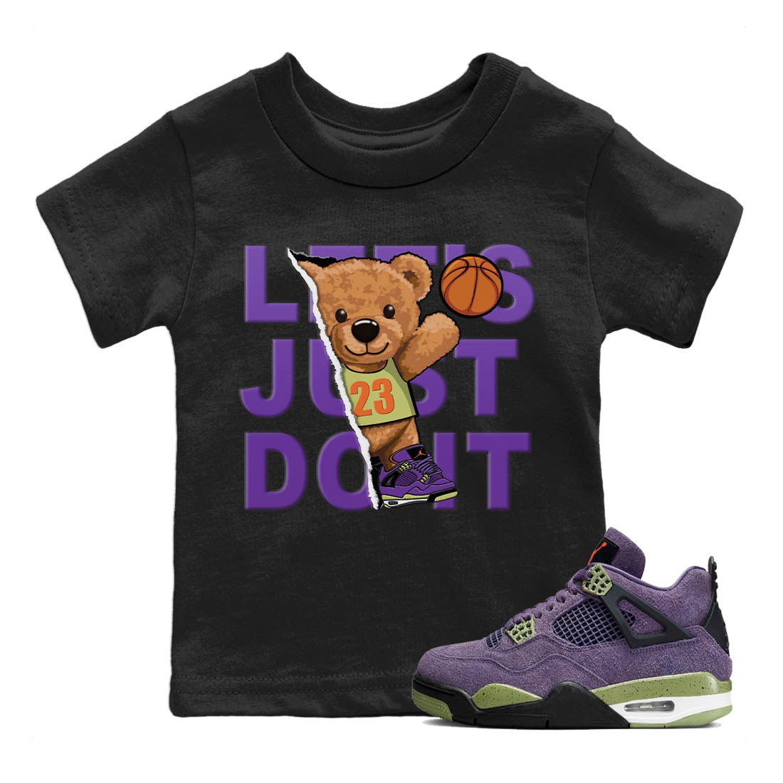Rip Out Bear Kids Tops - Air Jordan 4 Canyon Purple