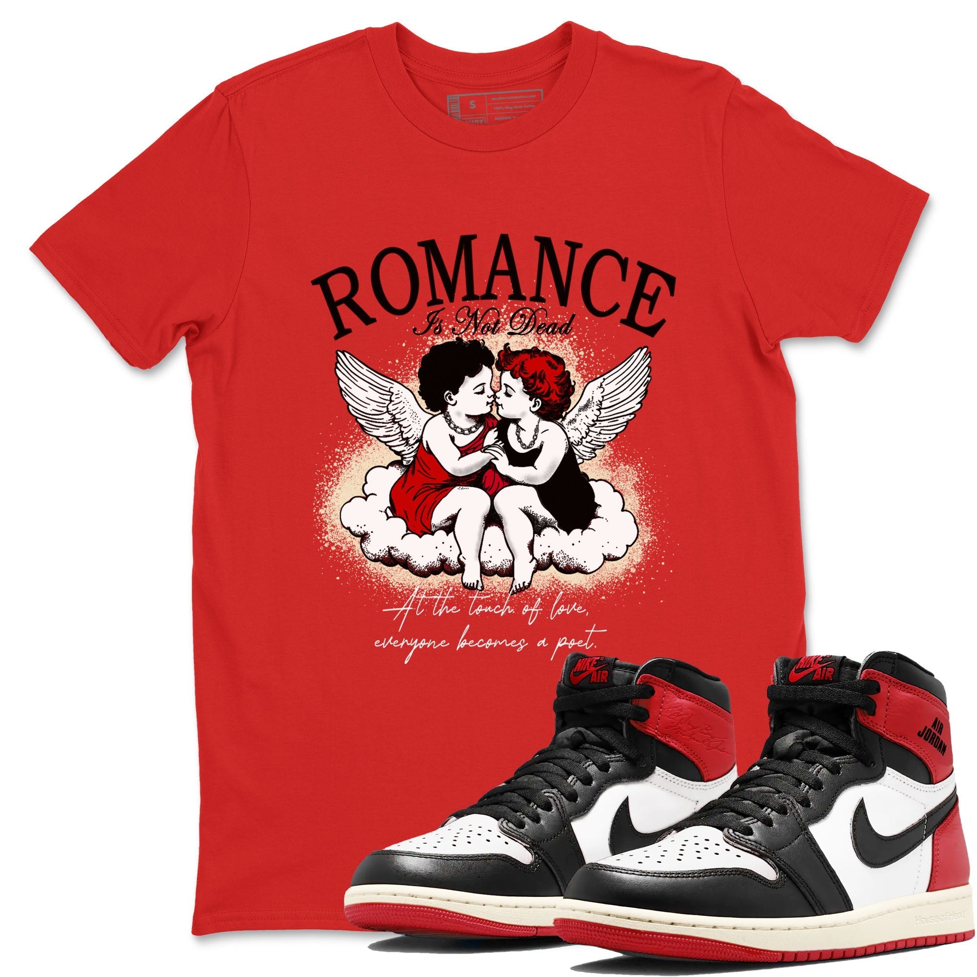 Romance Is Not Dead snkmatch Tees - Air Jordan 1 Black Toe Reimagined