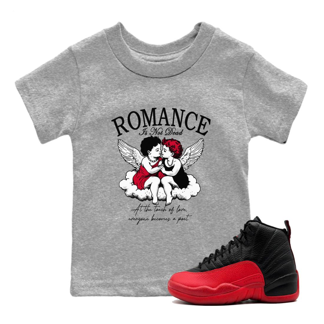 Romance Is Not Dead snkmatch Tees Kids - Air Jordan 12 Flu Game
