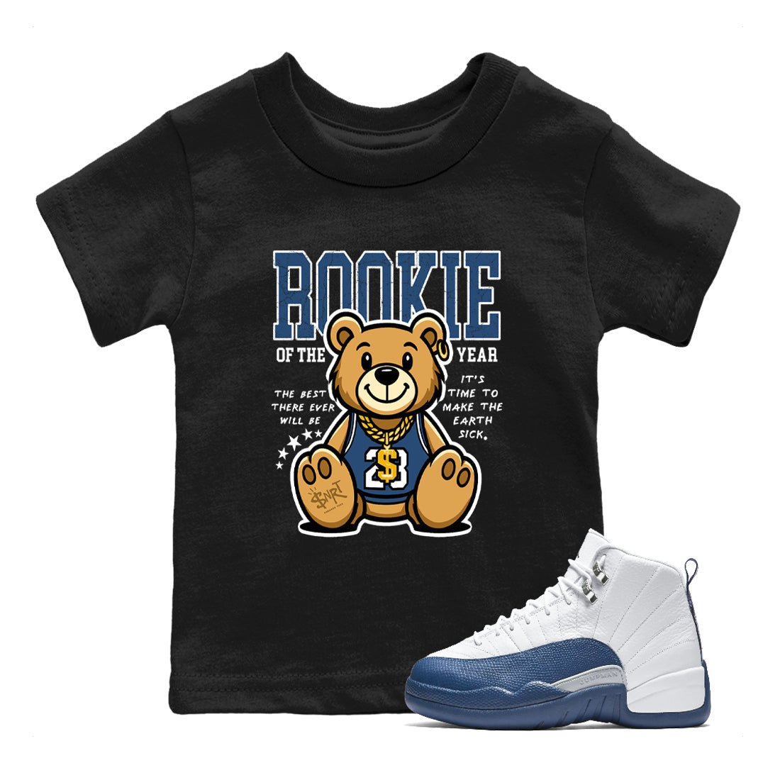 Rookie Of The Year snkmatch Tees Kids - Air Jordan 12 French Blue