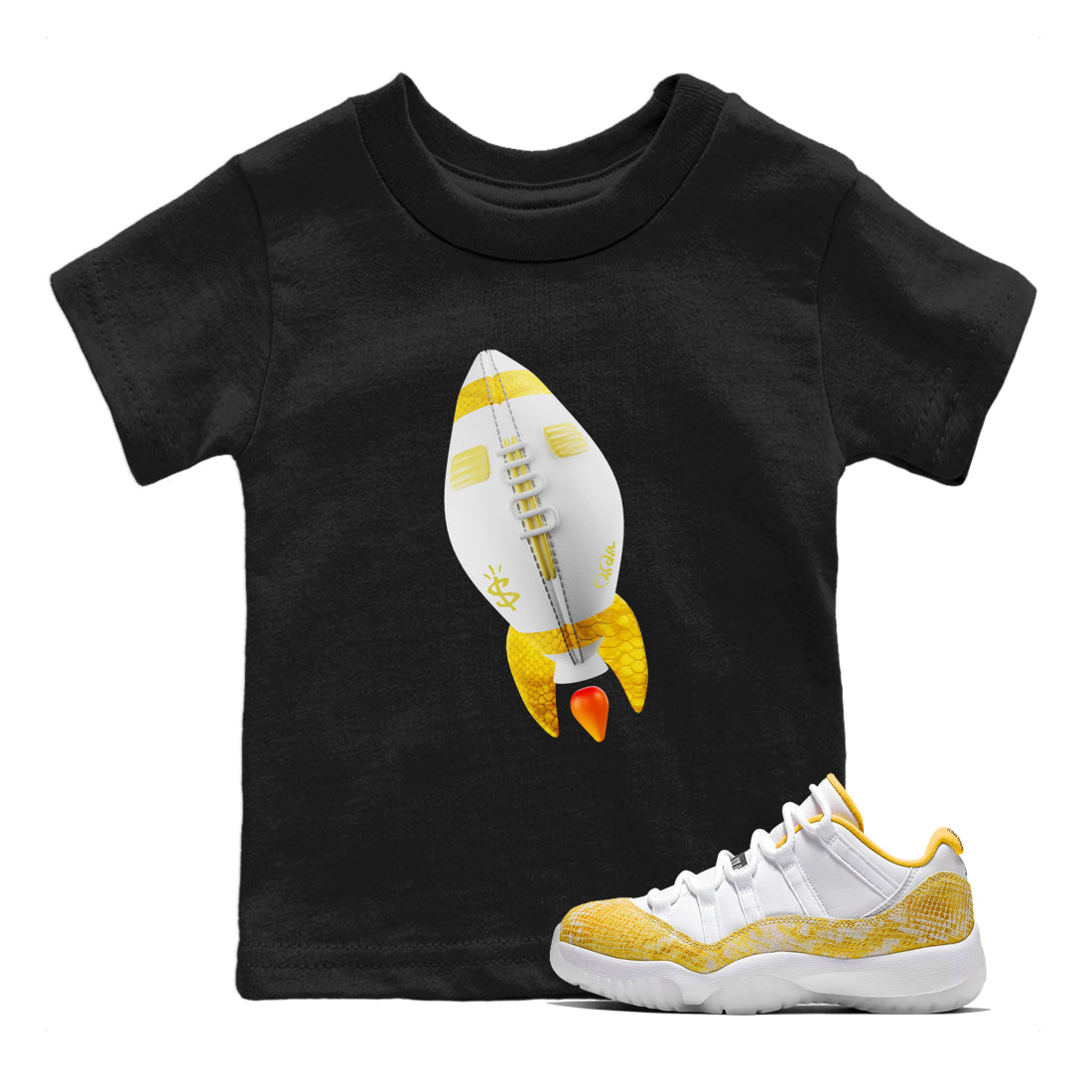 Rugby Rocket Kids Tops - Air Jordan 11 Yellow Python