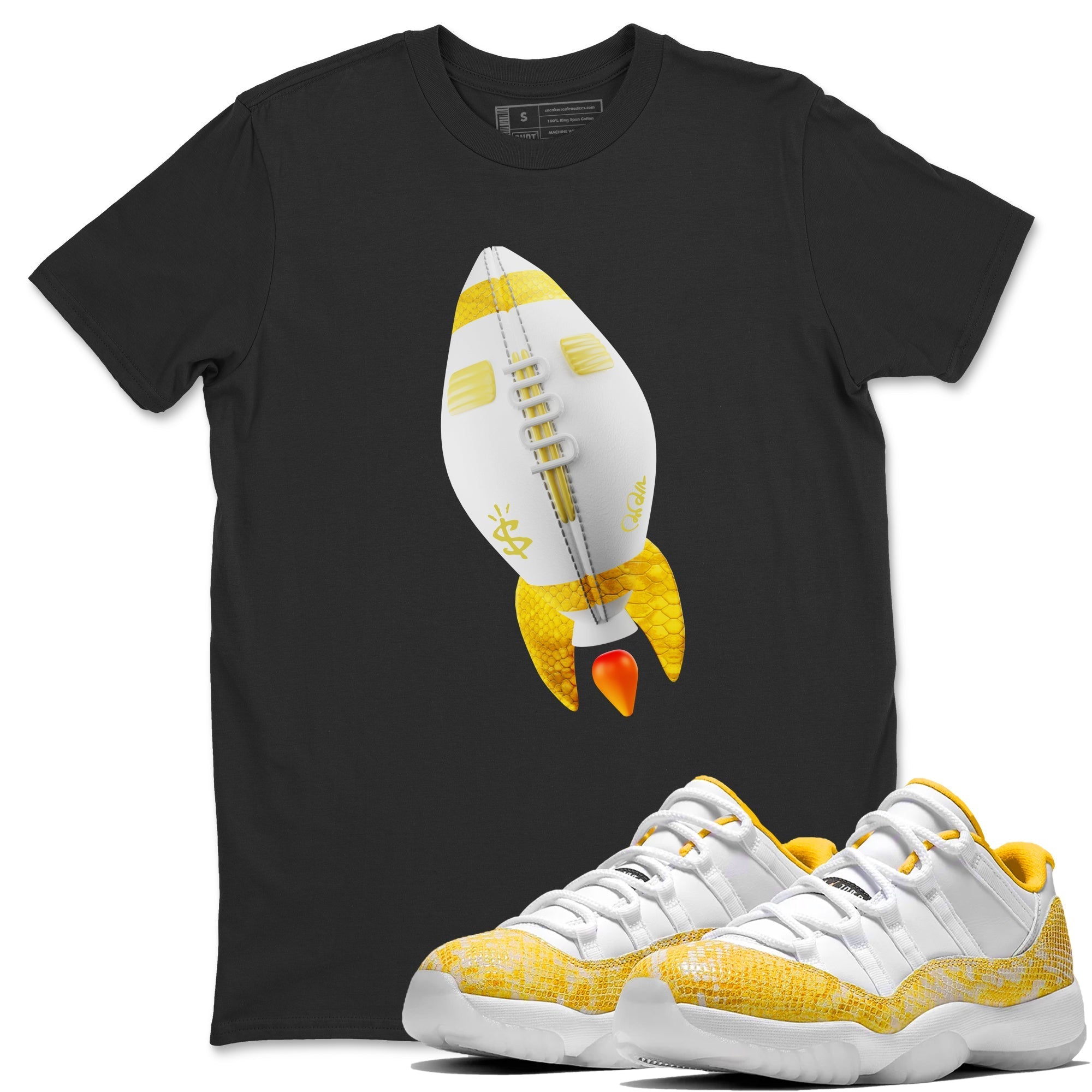 Rugby Rocket Unisex Tops - Air Jordan 11 Yellow Python