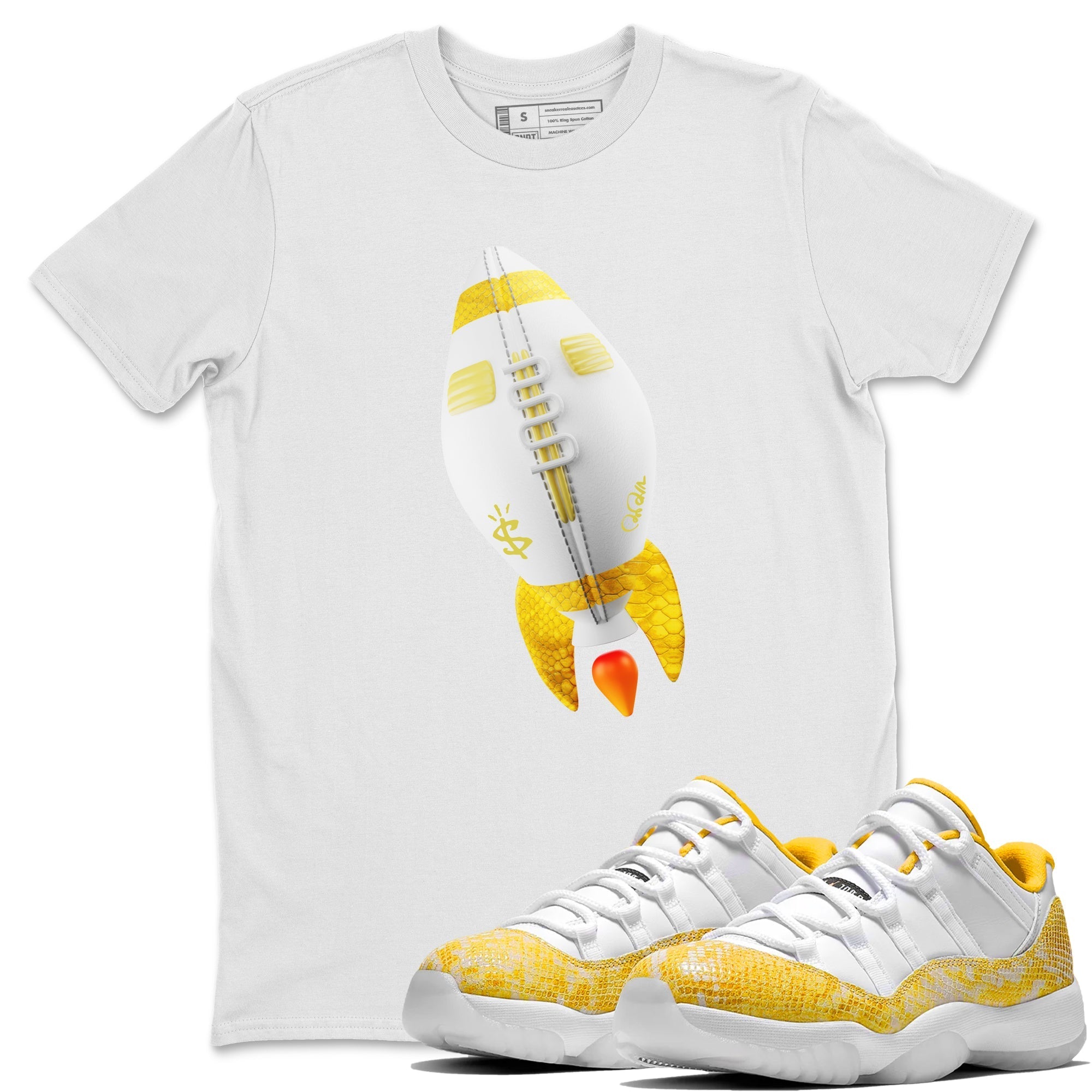Rugby Rocket Unisex Tops - Air Jordan 11 Yellow Python