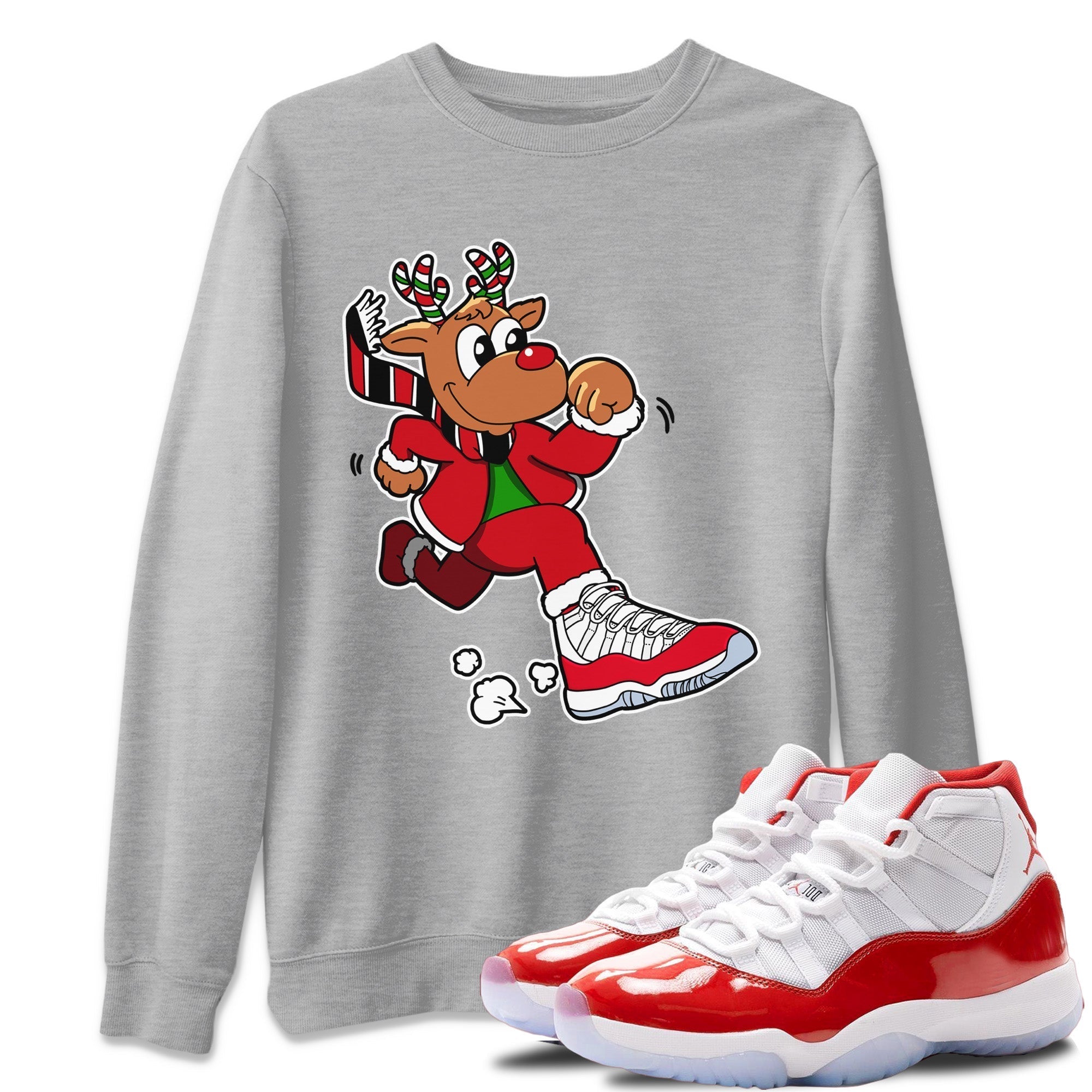 Running Reindeer Unisex Tops - Air Jordan 11 Cherry