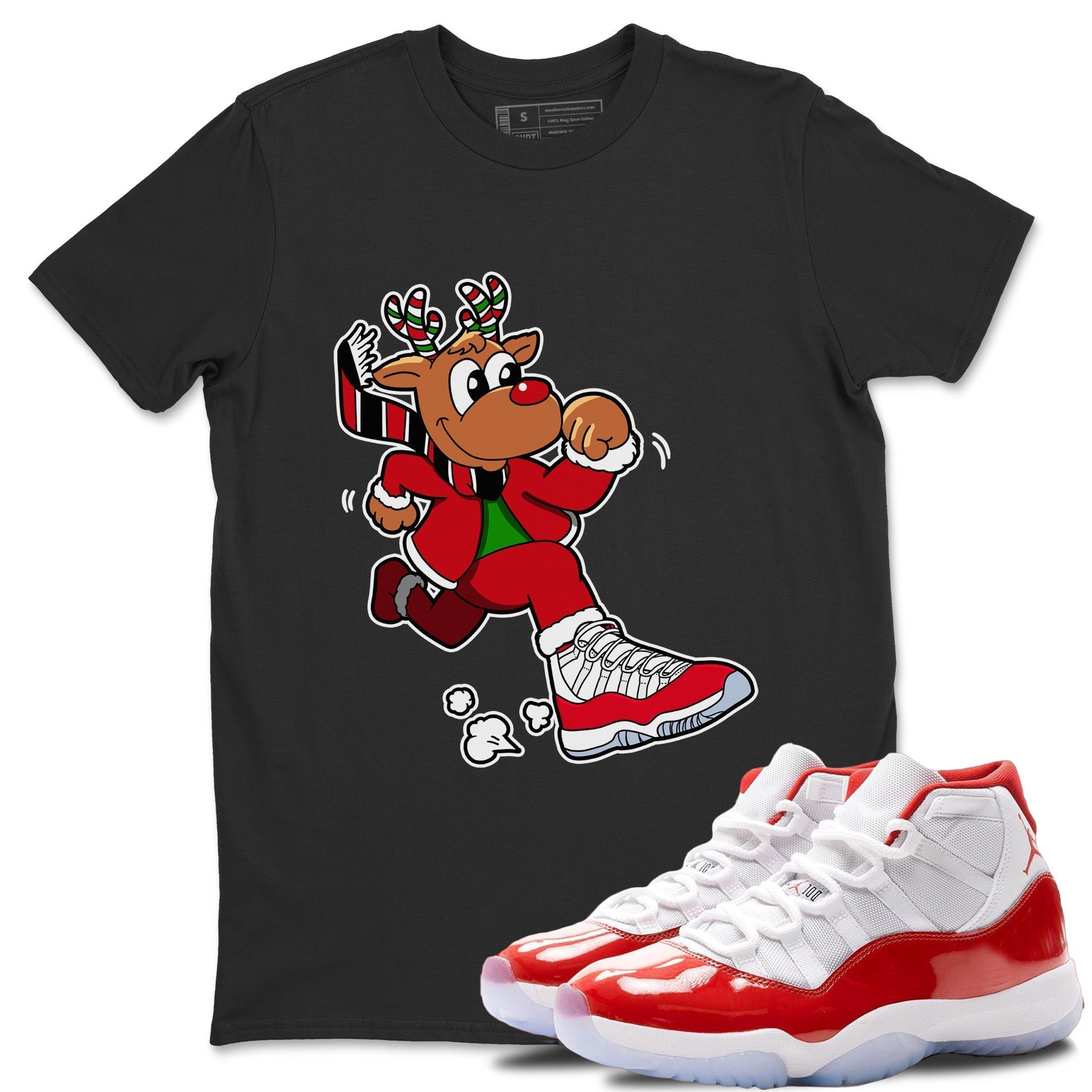 Running Reindeer Unisex Tops - Air Jordan 11 Cherry