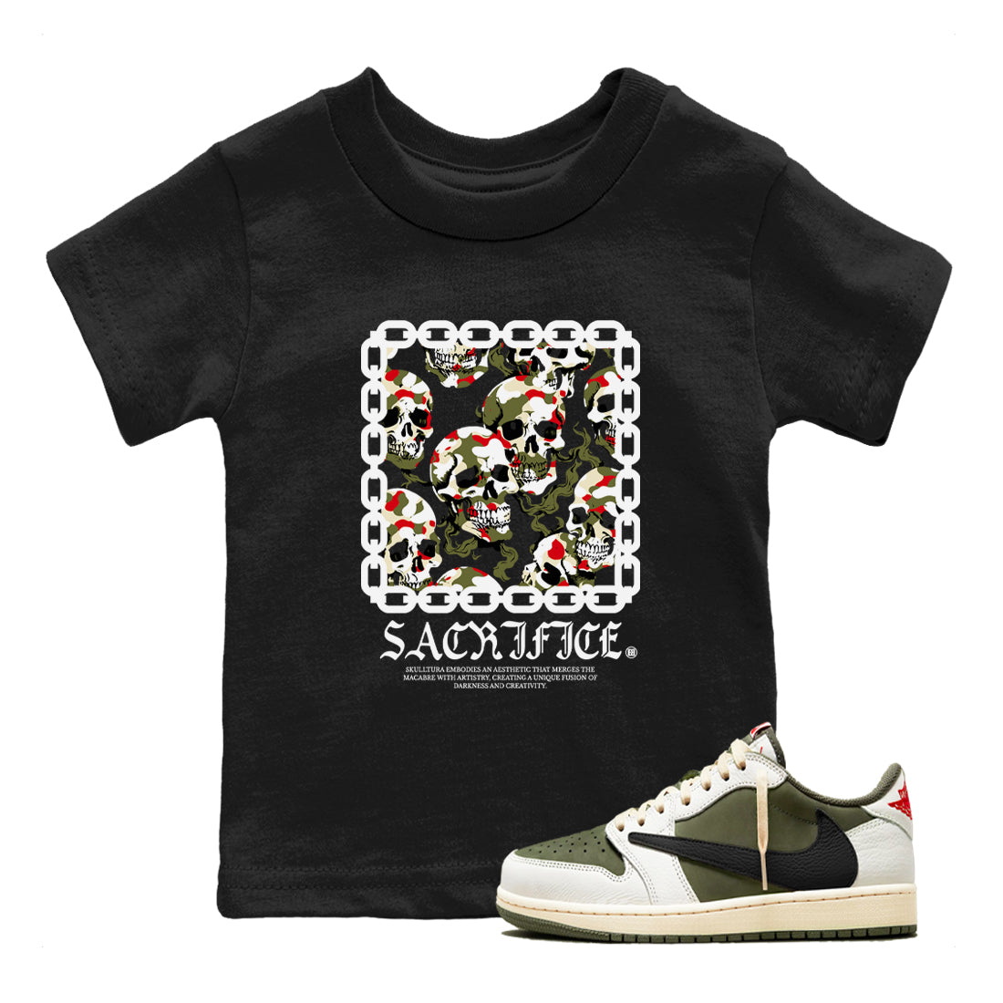 Sacrifice snkmatch Tees Kids - Air Jordan 1 Travis Scott Medium Olive