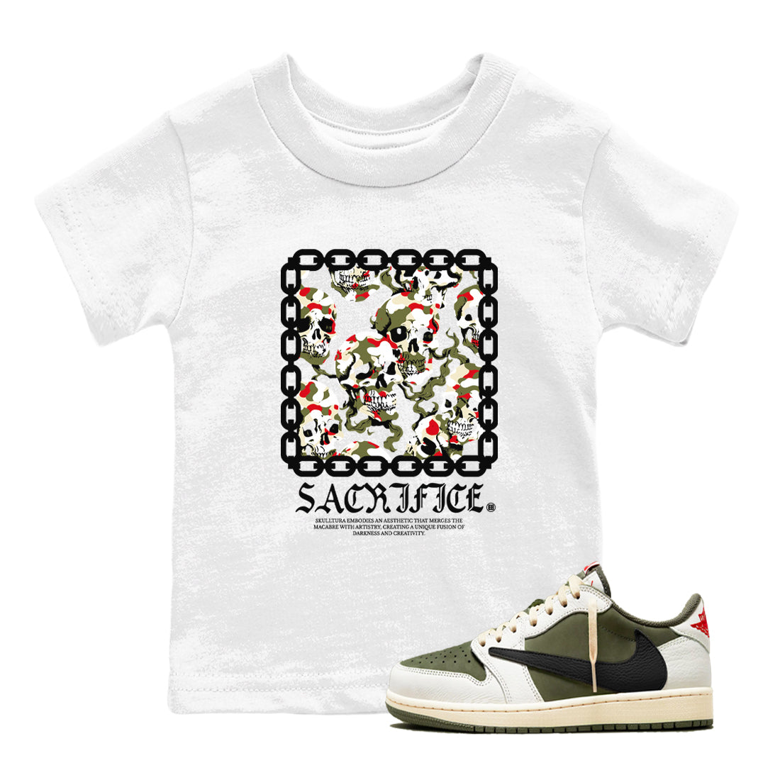 Sacrifice snkmatch Tees Kids - Air Jordan 1 Travis Scott Medium Olive
