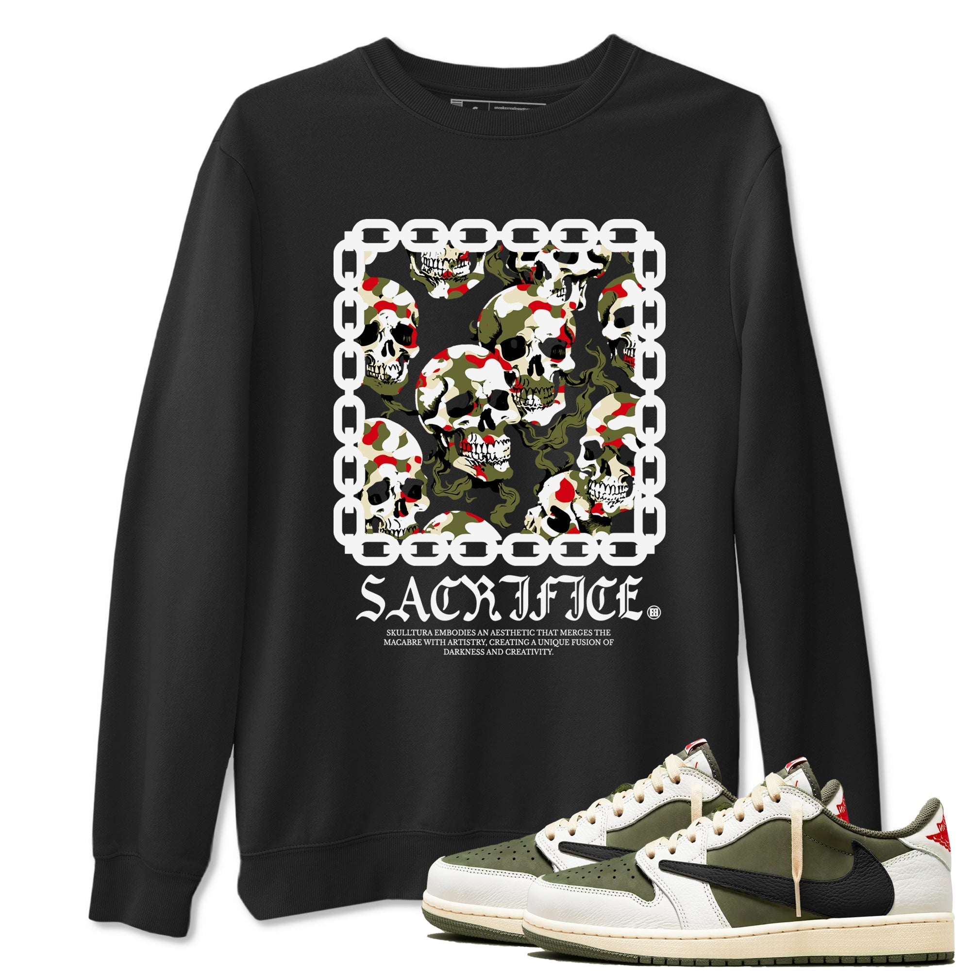 Sacrifice snkmatch Tees - Air Jordan 1 Travis Scott Medium Olive