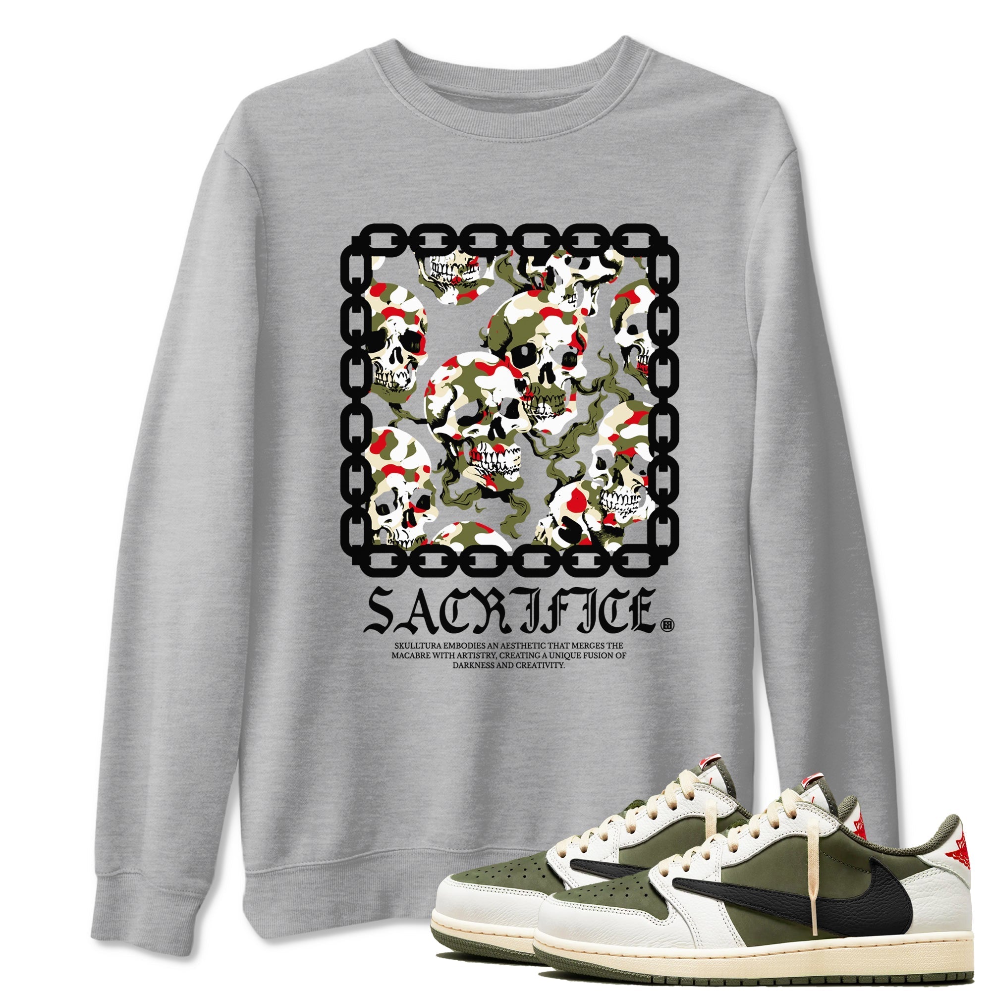 Sacrifice snkmatch Tees - Air Jordan 1 Travis Scott Medium Olive