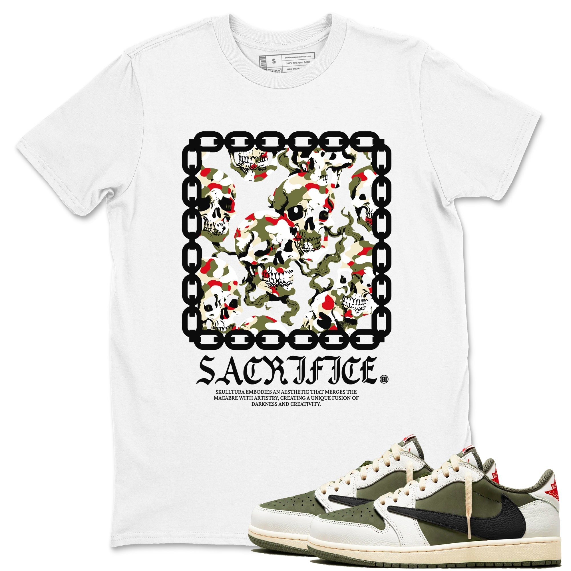 Sacrifice snkmatch Tees - Air Jordan 1 Travis Scott Medium Olive
