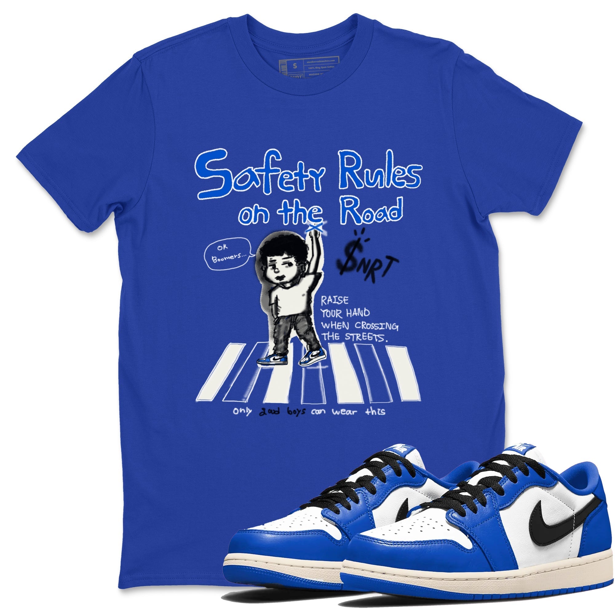 Safety Rules On The Road snkmatch Tees - Air Jordan 1 Game Royal
