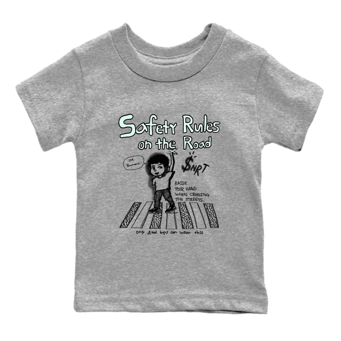 Safety Rules On The Road snkmatch Tees Kids - Air Jordan 3 Green Glow