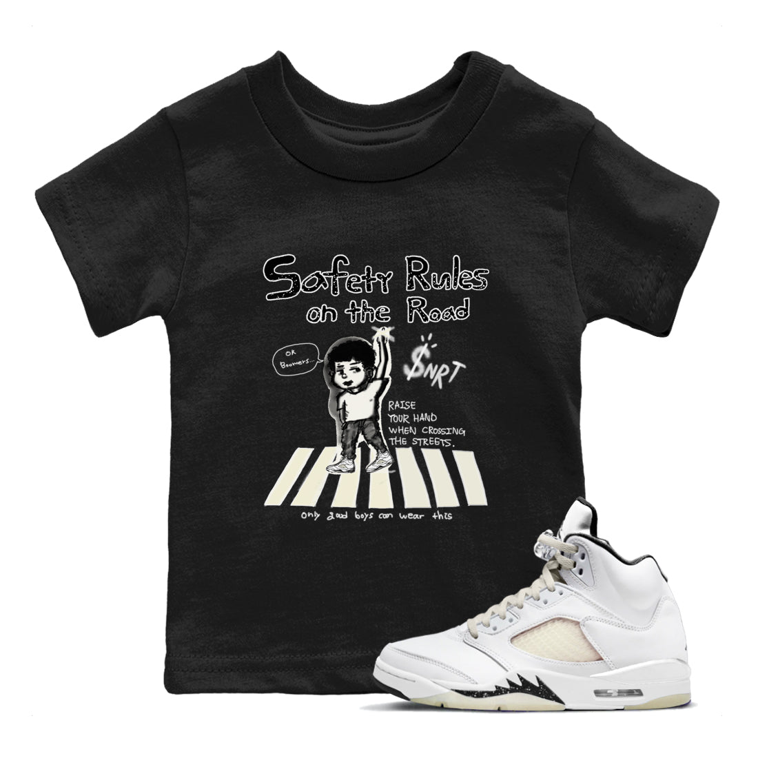 Safety Rules On The Road snkmatch Tees Kids - Air Jordan 5 Sail