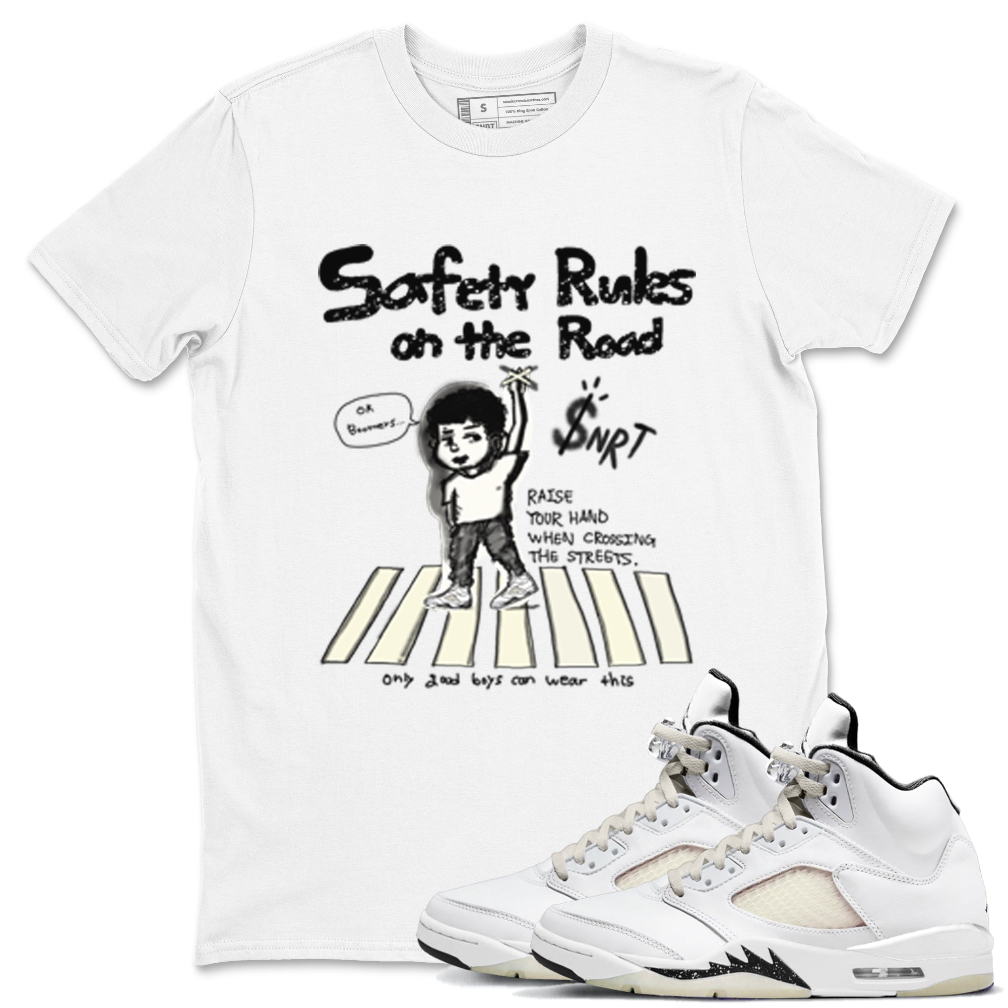Safety Rules On The Road snkmatch Tees - Air Jordan 5 Sail
