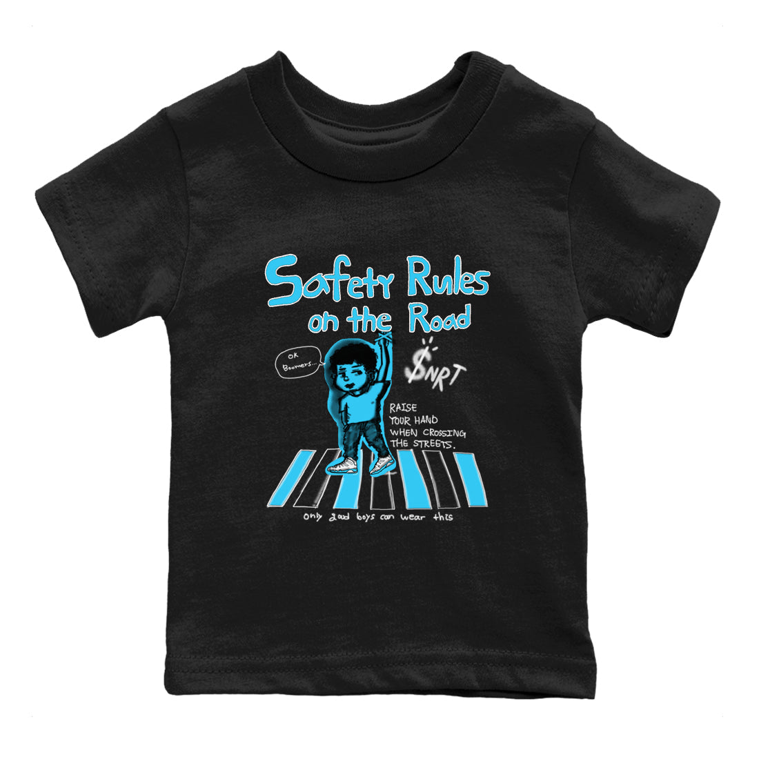 Safety Rules On The Road snkmatch Tees Kids - Air Jordan 9 Powder Blue
