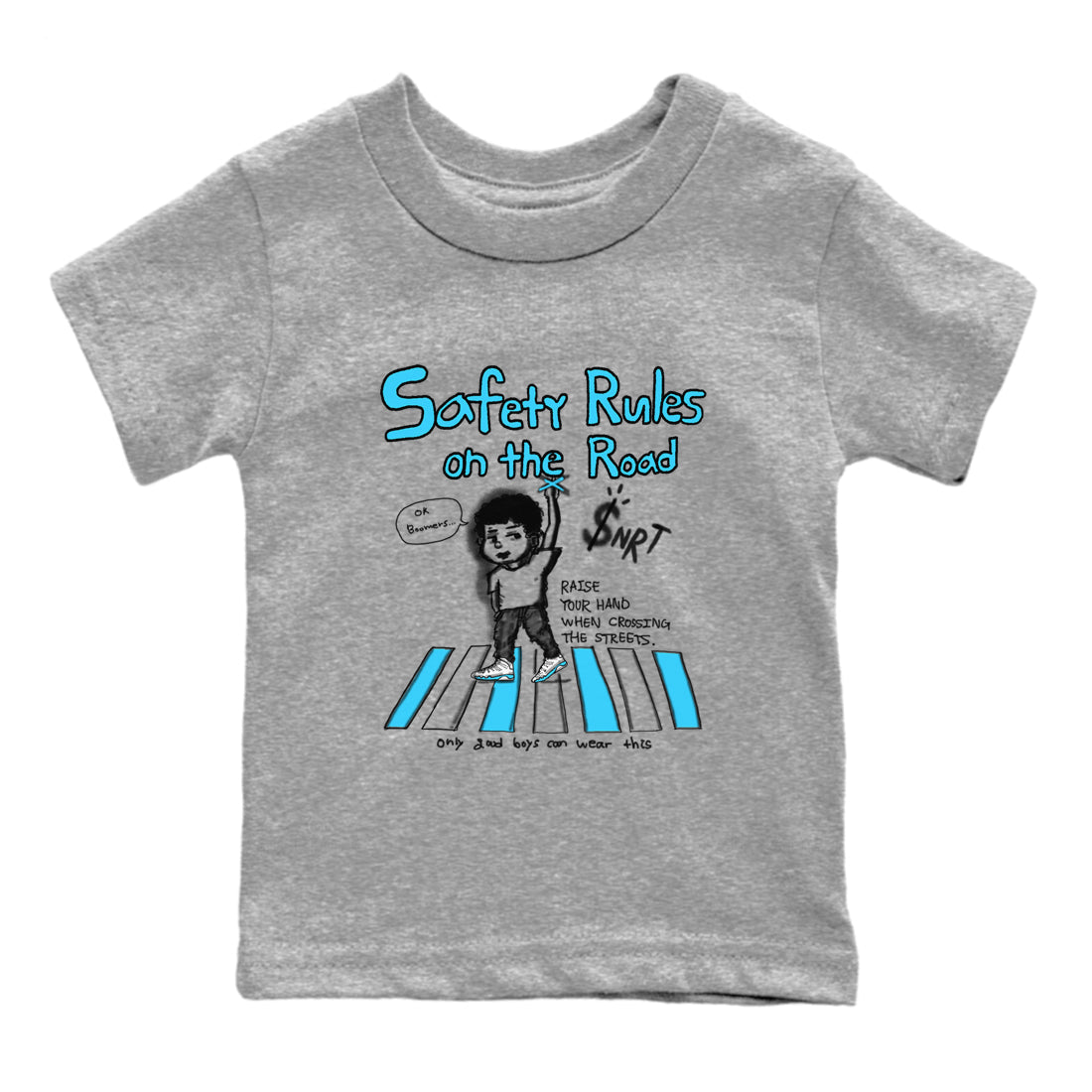 Safety Rules On The Road snkmatch Tees Kids - Air Jordan 9 Powder Blue