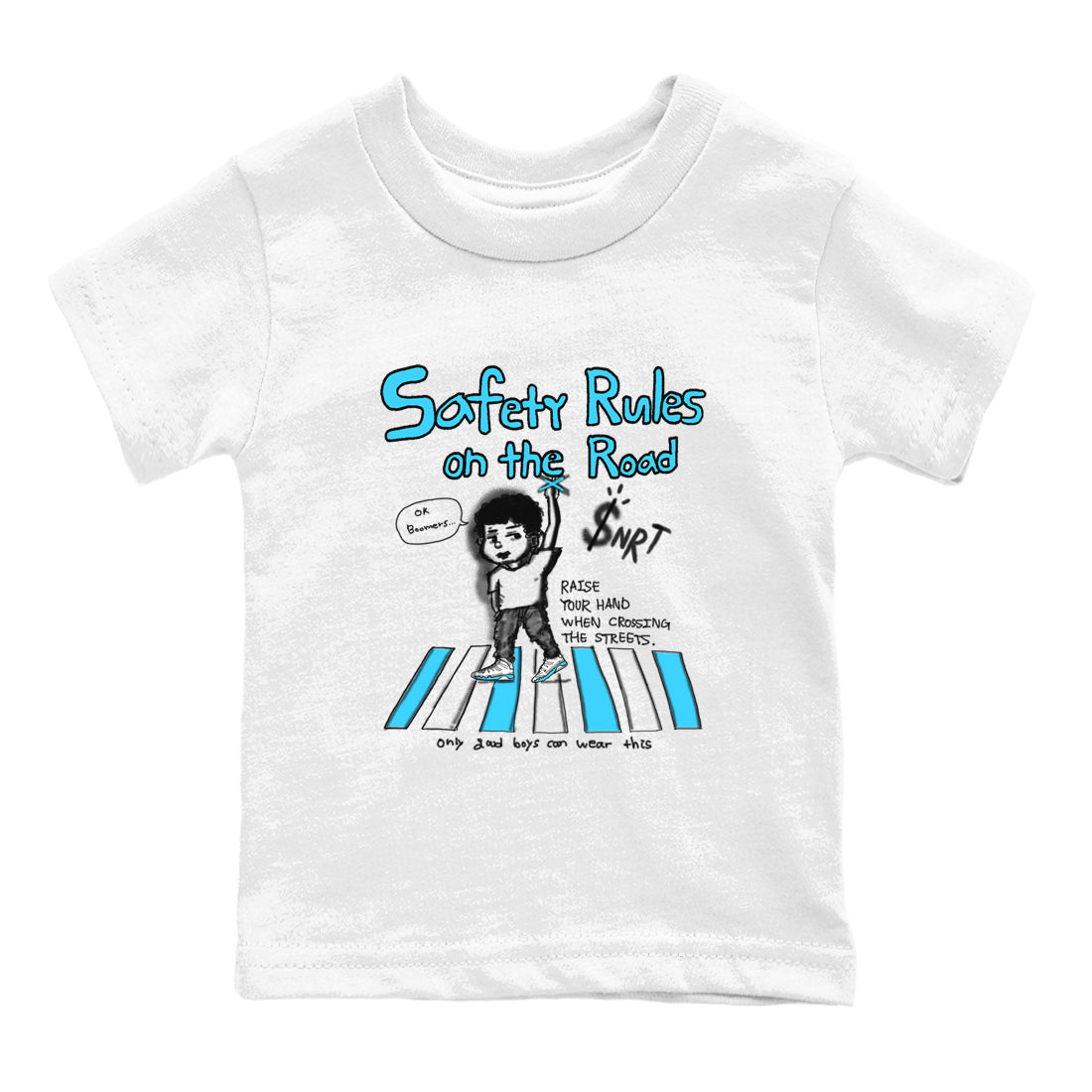Safety Rules On The Road snkmatch Tees Kids - Air Jordan 9 Powder Blue
