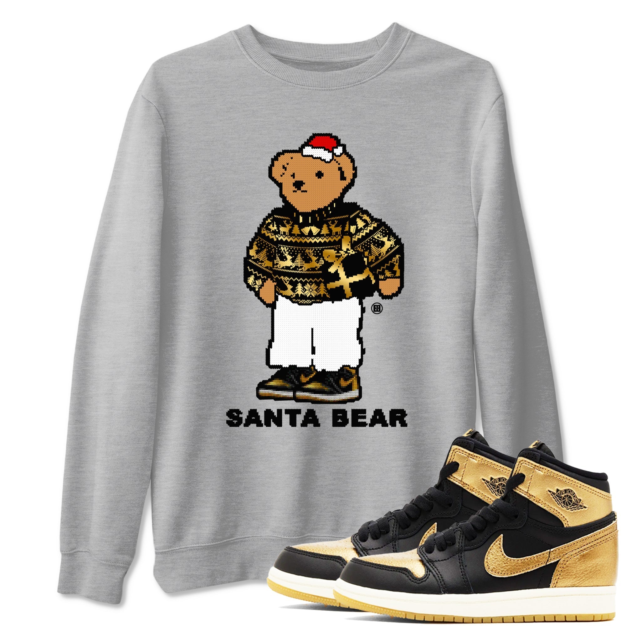 Santa Bear snkmatch Tees - Air Jordan 1 Black Metallic Gold